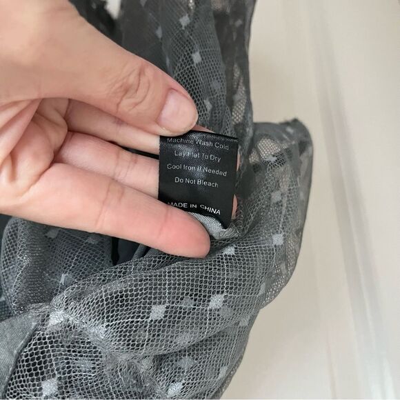 NEW Pol Boho Lace Acid Wash Back Lace Tie Zip Tank Grey Medium Whimsigoth Witchy - Picture 5 of 7